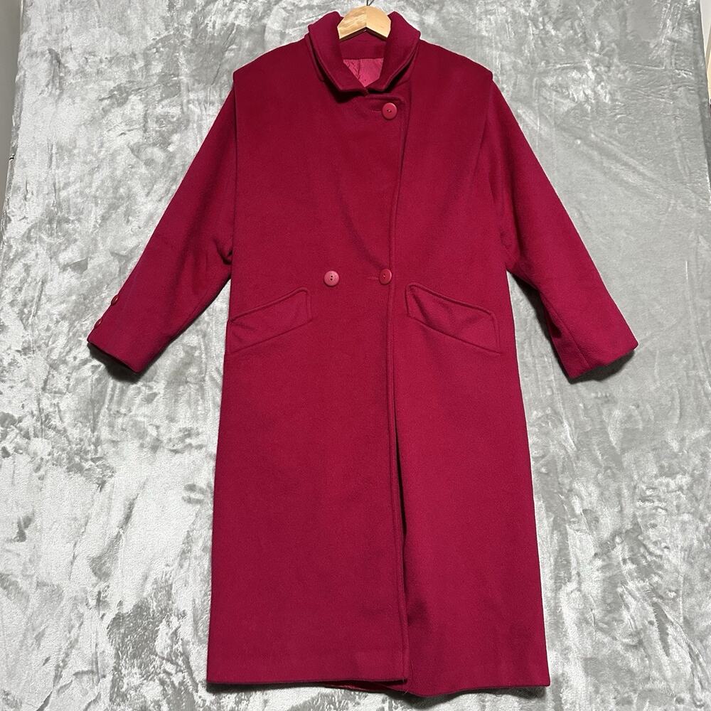 Vintage Vision 100% Wool OverCoat Womens Size M-L Pink Old Money Capsule Classic